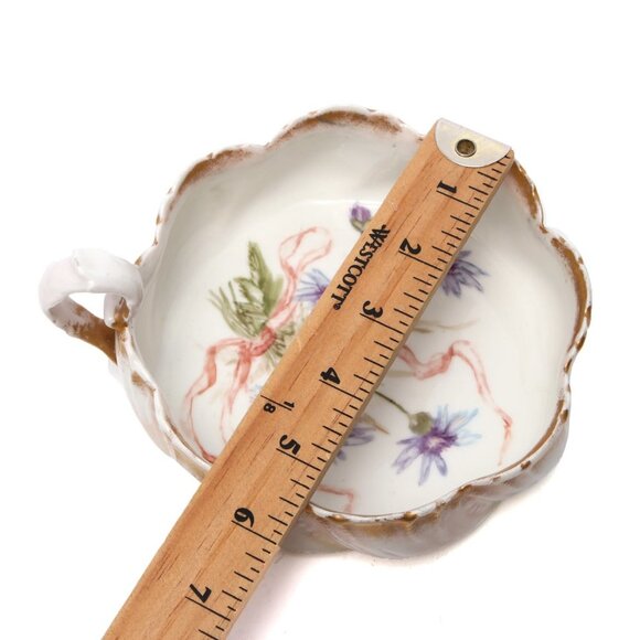 Antique Limoges France Porcelain Gold Gilt Floral Soup Bowl Handle Loop Blue - Picture 4 of 6